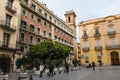 Manises square and Tower of Saint Bartolome in Valencia